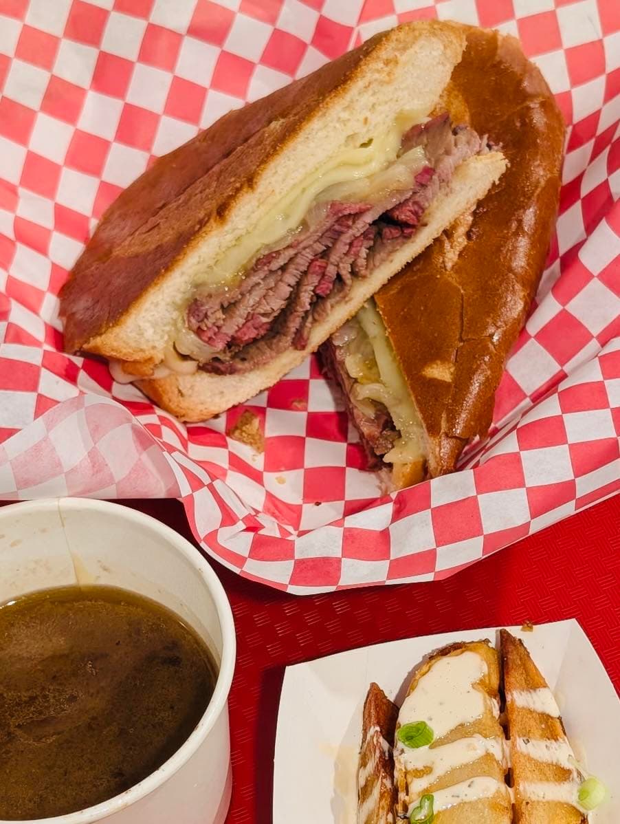 Tri-tip French Dip with Brisket Jus
